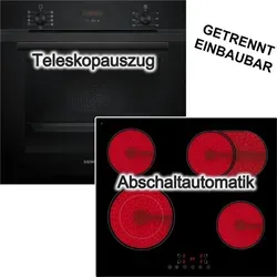 Siemens Herdset Backofen Schwarz mit Glaskeramik Kochfeld