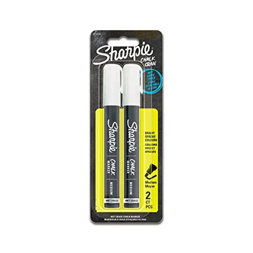 SHARPIE Kreidemarker | feucht abwischbare Kreidestifte | weiß | 2 Stück