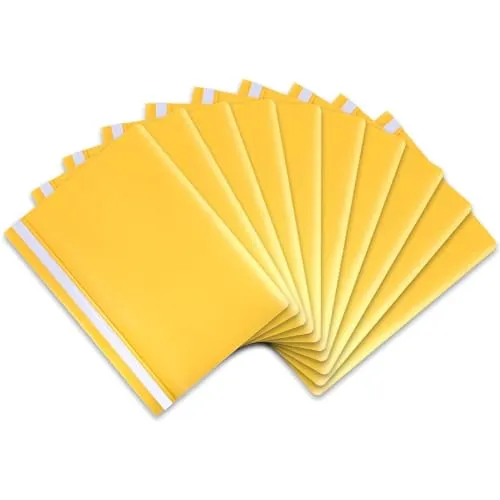 itenga 10er Pack Schnellhefter A4 Plastik stabil PP Kunststoff Sicht Hefter Mappe genarbt (gelb)