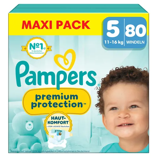 Pampers Premium Protection Gr.5 Junior 11-16kg Maxi Pack Windeln, 80 Stück
