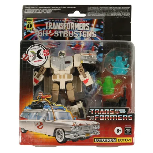 Hasbro Ghostbusters Transformers Spielzeug Generations - Ecto-1 Ectotron 17,5 cm, verwandelbar in 22 Schritten mit Slimer und Muncher Geistern