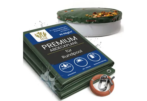 HAF Pool-Abdeckplane Rund 110g/m² - Robuste Abdeckplane für Rundbecken Ø 300-320cm, schützt vor Schmutz und Algenbildung. Wasserdicht und reißfest, ideal für Sommer- und Wintereinsatz.