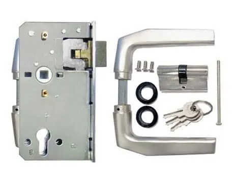 Drücker-Garnitur mit Schlosseinsatz & Schließzylinder - Schließzylinder mit 3 Schlüsseln, bietet höchste Sicherheit und einfache Montage für Ihr Zuhause