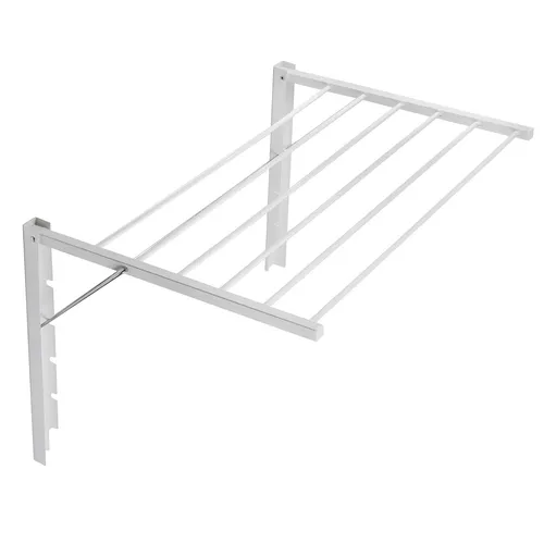 Neigbarer Wandwäschetrockner mit 6 Trockenstäben - Weiß - Platzsparender Wäscheständer mit 4 Neigungspositionen und 4,80 m Trockenlänge; ideal für kleine Räume und einfach zusammenklappbar auf nur 5 cm Wandabstand.