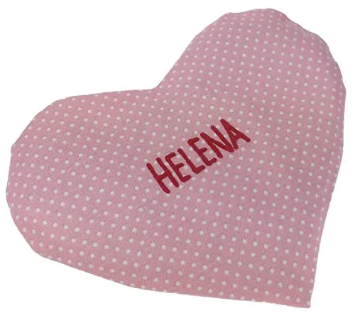 Wärme Herzkissen Baby Punkte Wärmekissen mit Namen für Babys Kleinkinder Rapskissen mit Namen Körnerkissen Personalisiertes Kissen zum wärmen, Farbe:rosa Punkte (Rosa)