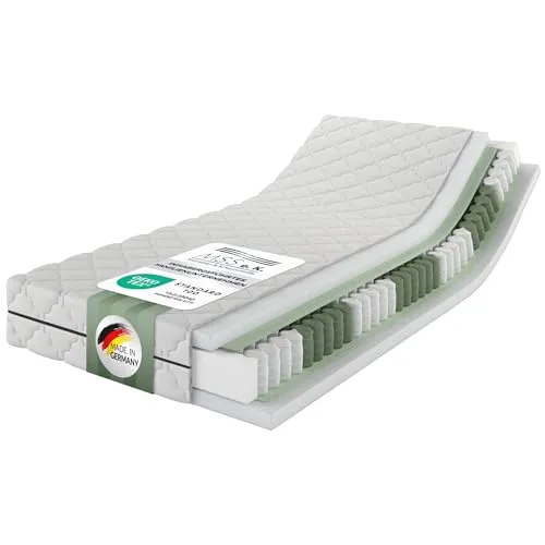 Taschenfederkernmatratze MEDIC H5 - 90 x 200 cm, 21 cm hoch - Matratzen mit 7 Zonen und optimaler Punktelastizität, perfekte Anpassung an den Körper und idealer Feuchtigkeitsabtransport für erholsamen Schlaf.