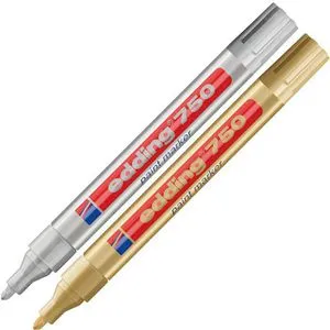 Edding Lackmarker 750, gold und silber, Strichbreite 2 - 4 mm, wasserfest, 2 Stück