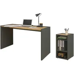 Schreibtisch Container Set 2-tlg. grau Wotan Eiche Center - Aktenschränke aus FSC®-zertifiziertem Holzwerkstoff, modernes Design mit 2 Einlegeböden, ideal für Büro und Homeoffice.