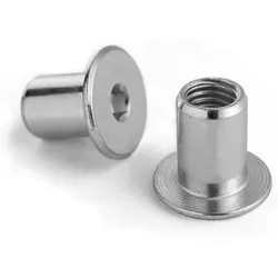 Flachkopfmutter M5 X 11, Verzinkter Stahl, 50 Stück, Möbelhülse, 4-mm-inbusschlüssel