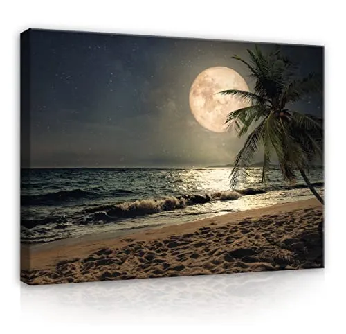 WallArena - Leinwand Bilder - Strand Meer Natur Landschaft - 60x40 cm Leinwandbilder - Bild auf leinwand - Wandbild XXL groß Wandbilder für Wohnzimmer Schlafzimmer Wohnzimmerbilder Modern