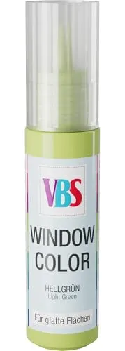 VBS Window Color 20ml wasserbasiert, wasserverdünnbar, wasserfest, lichtecht, geruchsneutral, Linerflasche, Fensterdekorationen Malfarbe Farbe Bastelfarbe Hellgrün
