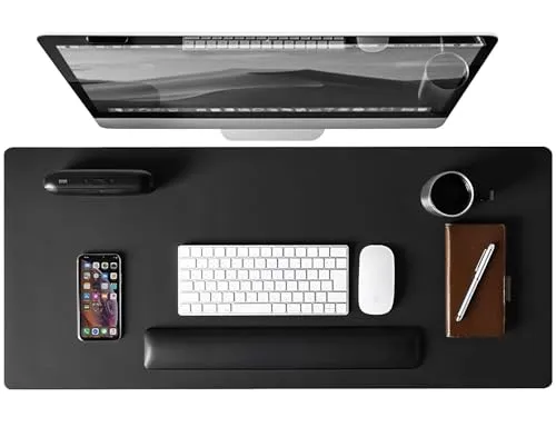 Abalter Schreibtischunterlage 80x40cm, PU-Leder Tischunterlage wasserdicht & rutschfest, XXL Mousepad Schreibunterlage, Schreibtischmatte für Büro & Home Office (Schwarz)