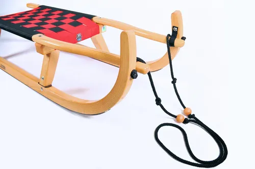Flizzer 107cm rot-schwa Holzschlitten Schweizer Sport-Rodel aus Eschenholz