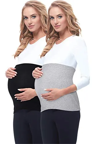 Be Mammy Damen Bauchband 169 2er Pack (Schwarz/Melange, 40/42)
