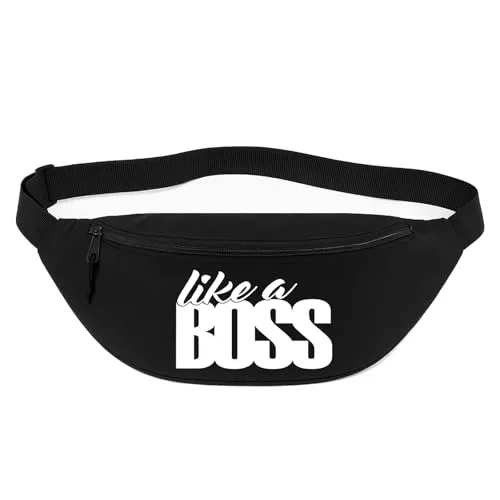 Huuraa Bauchtasche Like a Boss Spruch Geschenk 2,5 Liter Black Crossbody Bag Like a Boss Geschenkidee