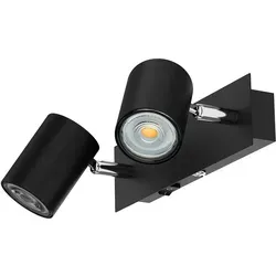 Wandspot WAIKA, zweiflammig, schwarz matt mit Schalter in schwarz von LEDs Com