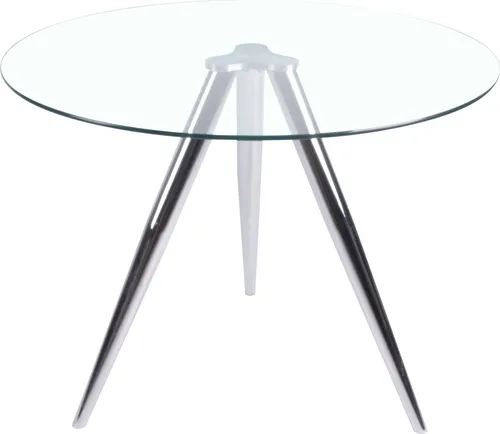 SalesFever Bistro-Esstisch rund Ø 100 cm - Esstische: Eleganter Bistro-Esstisch mit einer stilvollen Glasplatte und einem stabilen Chromgestell, perfekt für moderne Küchen und Essbereiche.