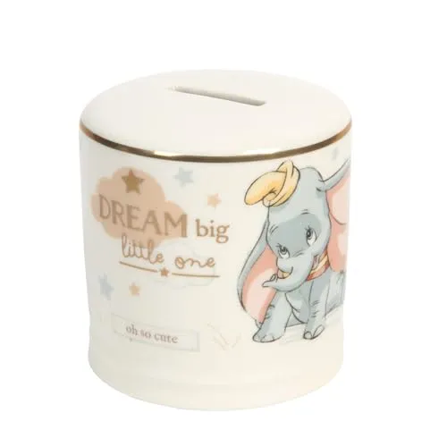 Widdop WBM-GFT72 Disney Magische Anfängen Keramik Spardose Dumbo - Spardose für Kinder mit Dumbo-Motiv, liebevoll gestaltet und ideal zum Sparen für kleine Träume, ca. 8x8x8 cm mit praktischem Gummistöpsel.