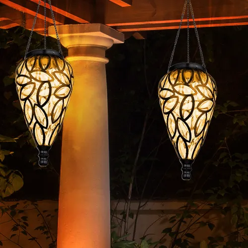 Solarlampe Gartendeko Hängeleuchte - Tropfen Design, 2er Set - Lampen - Wunderschöne hängende Solarleuchte im Tropfen Design, spritzwassergeschützt (IP44), mit 16 warmweißen LEDs für stimmungsvolle Beleuchtung im Garten.