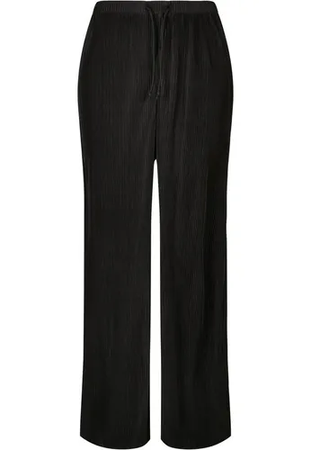 Urban Classics Damen Plisse Pants Black, L - Damen-Hosen: Weite Freizeithose aus leichtem Plissé mit fließendem Schnitt und hohem Gummibund für optimalen Tragekomfort.