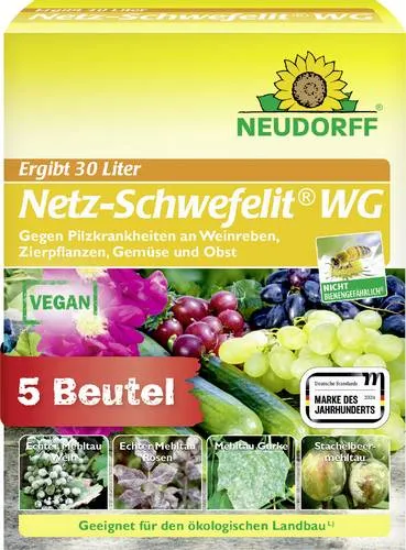 Neudorff Netz-Schwefelit WG – Zur wirksamen Bekämpfung von Pilzkrankheiten wie Echter Mehltau an Zierpflanzen wie Rosen, Gemüse und Obst, 75g