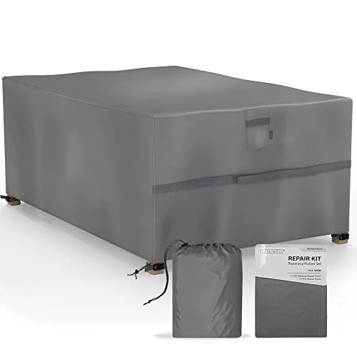 SANZARO Abdeckung Gartenmöbel Winterfest - 600D Oxford, Reißfest & UV-Beständig - Abdeckhaube für Möbelsets, wasserfest und langlebig mit RipStop-Technologie, schützt Ihre Gartenmöbel vor Witterungseinflüssen und Schimmelbildung.