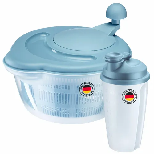 Westmark 243222E8 Salatschleuder und Dressingshaker Set - Praktisches Set mit einer robusten Salatschleuder (5 l) für schnelles Trocknen und einem Dressingshaker (0,5 l) für klumpfreies Mixen. Ideal für die moderne Küche, langlebig und spülmaschinengeeignet.