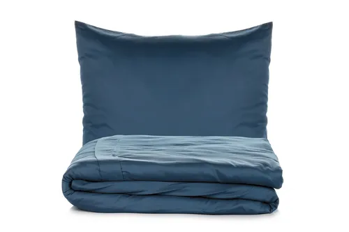 Satin Doppelbettwäsche Set Bettüberwürfe & Tagesdecker 100% BAUMWOLLSATIN Blau