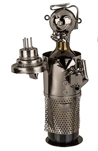 Out of the Blue 71/3179 - Flaschenhalter aus Metall, Geburtstagsgratulant I, ca. 26 x 12 cm, ideal als Deko und Geschenkverpackung