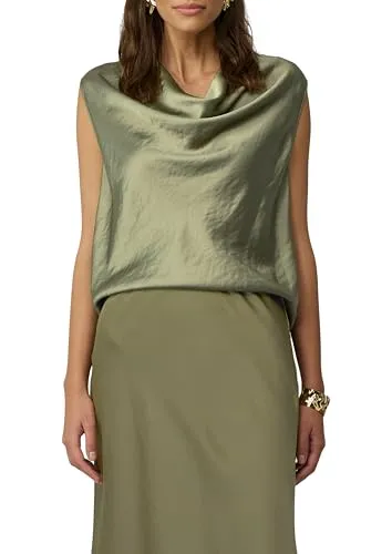 s.Oliver BLACK LABEL Shirttop mit Wasserfall-Kragen in Grün - Shirt in Größe 40, mit atmungsaktivem und pflegeleichtem Material. Der elegante Wasserfall-Kragen verleiht einen besonderen Look für casual Anlässe.