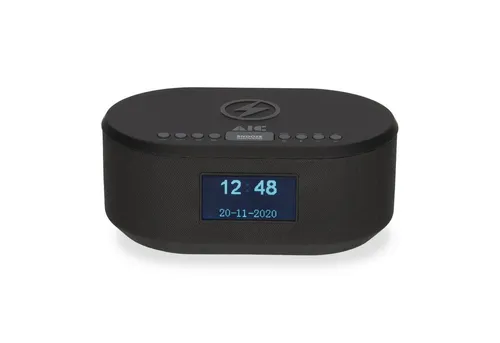 AIC 18DAB Schwarz Radio - DAB Radiowecker mit Bluetooth, QI-Ladefunktion und USB. Ideal für den perfekten Start in den Tag mit dualem Alarm!
