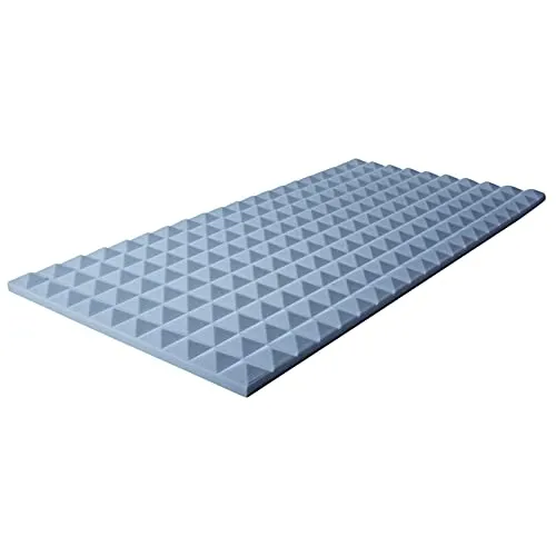 MUSIC STORE Pyramis Absorber, 100x50x30mm, Basotect, Grau, Selbstklebend, Hoch Effizienter Akustikschaum, Reduzierung von Mittleren und Hohen Frequenzen