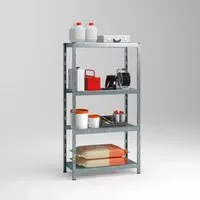 SCHULTE Regalwelt Profi-Steckregal 4 Böden, verzinkt - Regalsystem für Keller mit 4 Böden, freistehend, robustes Metall, ideal für optimalen Stauraum und Organisation.