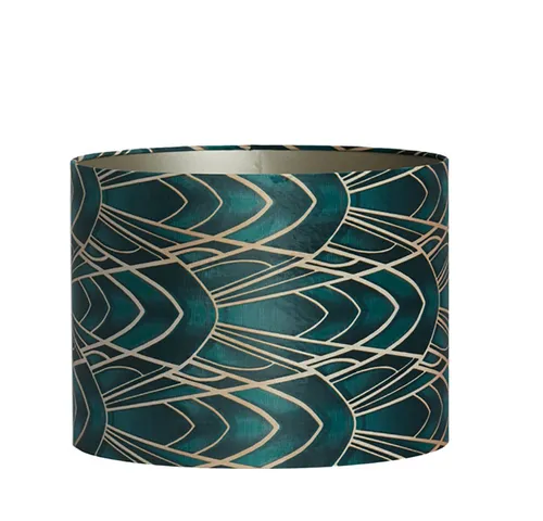 Dirk Davids Leuchten GmbH Lampenschirm Lampenschirm Velours strukturiert Grün Goldenen Ornamenten 20-20-15cm, Zeitlose Eleganz