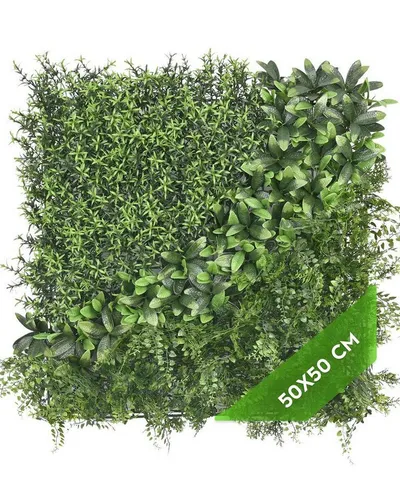Kunstpflanze Künstliche Pflanzenwand Indoor & Outdoor, Blumenwand, Green Wall Waldgrün, JELLE & JACOB, Höhe 50 cm, pflegeleicht & langlebig für Wohlfühl-Atmosphäre