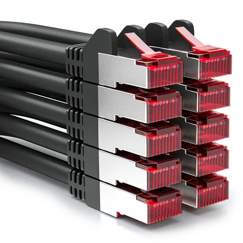 10x 2m CAT6 Patchkabel Netzwerkkabel Ethernet LAN DSL Netzwerk Kabel Schwarz