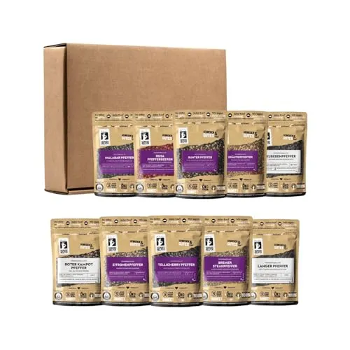 Bremer Gewürzhandel Genuss-Box Wo ganz viel Pfeffer wächst, 10-tlg., Gewürzset, Pfeffer-Set, Geschenkset, 850g