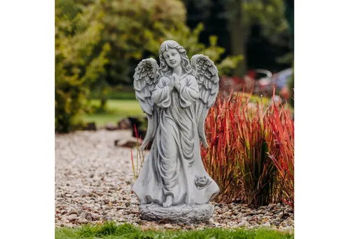 Gartenfigur Engel Himmelsbote Statue, 78 cm - Frostsichere Steinfigur, opulent gestaltet und ideal für Garten und Terrasse. Diese Statue symbolisiert den Glauben an die Kraft der Engel und verleiht jedem Außenbereich eine besondere Atmosphäre.