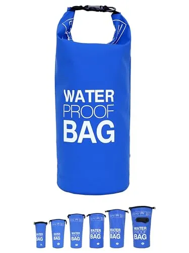 DonDon Dry Bag wasserdichte Tasche 2l, 5l, 10l, 15l, 20l, 30l Pack-Sack Beutel mit Schultergurt - blau 10 Liter