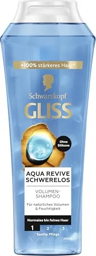 Gliss Shampoo Aqua Revive (250 ml), Haarshampoo bietet eine Extraportion Feuchtigkeit & gesunden Glanz, Feuchtigkeitsshampoo für normales bis trockenes Haar