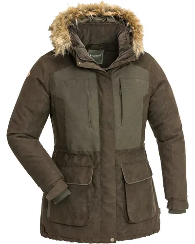 Pinewood Damen Smålandabisko 2.0 Jagdjacke - wind- und wasserdicht mit abnehmbarer Kapuze - Funktionsjacke für Damen, ideal für die Jagd im Winter mit Ultra Body-Heat-Technologie, die Körperwärme zurückgibt, und hohem Tragekomfort dank verstellbarer Passform.