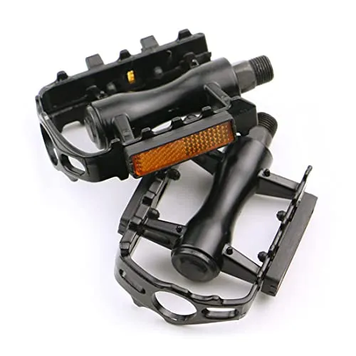 Ncheli 2 pcs Bike Pedale, Mountainbike, Rennrad, Cyclocross-Fahrrad, Fahrrad mit festem Gang Pedale mit Anti-Rutsch und Reflektoren, Fahrradpedale rutschfeste Trittfläche, Achskörper 9/16