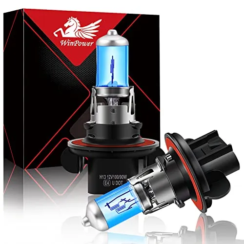 WinPower H13 / 9008 / P26.4t Halogen Scheinwerferlampen 100W/ 90W 5000K Warmweiß Fernlicht/Abblendlicht Lampe 12V Auto Birne, 2 Stücke
