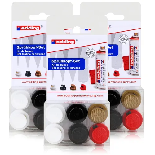 edding Sprühfarbe 3x edding Permanent Spray Sprühkopf-Set, 6 Stk.