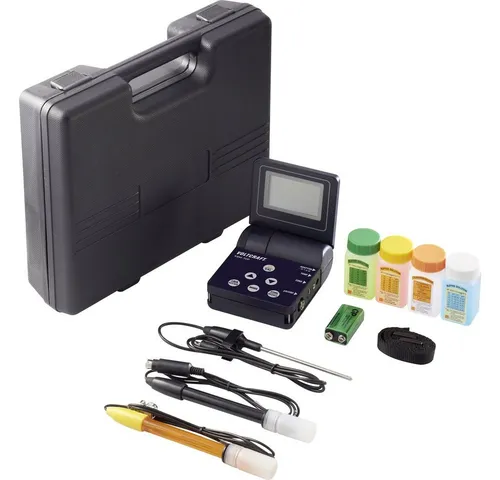 VOLTCRAFT KBM-700 Kombi-Messgerät - Temperaturmessgerät für präzise Ermittlung von pH, Redox und Leitfähigkeit. Ideal für Labor und Feld, mit Speicherfunktion und automatischer Temperaturkompensation.