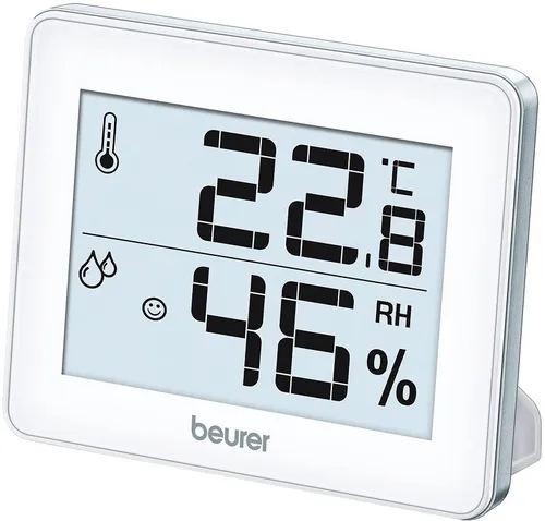 Thermometer-Hygrometer HM 16 weiß - Digitales Hygrometer mit Temperaturanzeige von 0 °C bis 50 °C, inklusive Min-/Max-Werte-Funktion für präzise Raumklimaüberwachung.