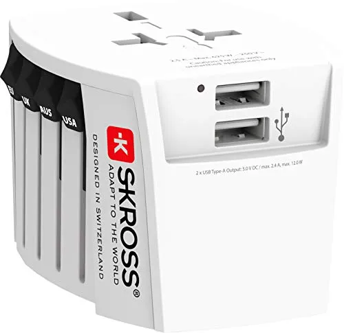SKROSS MUV Micro Reiseadapter 1102500 - Kompakter Weltreiseadapter für 100-250V, ideal für Reisende mit hohem Komfort