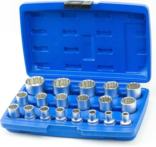 Spline Steckschlüssel Satz + Kunststoffkoffer Nüße Nuß Werkzeug Set 19-tlg Vielzahn Torx Kunststoffkoffer Außen Torx Innentorx Nüsse Steckschlüssel Satz Bits Werkzeug Set Stecknüsse SN1839