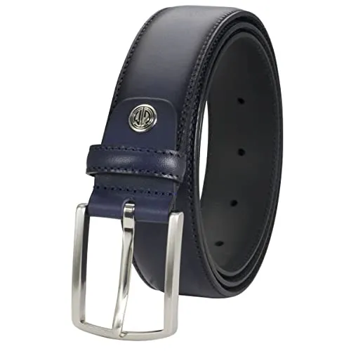 LINDENMANN Anzug-Ledergürtel Herren, Anzug-Gürtel Herren 35 mm breit, Gürtel Anzug Herren, Vollrindleder marine, Farbe/Color:blau, Size US/EU:Bundweite 95 cm Gesamtlänge 110 cm W 37.5 L