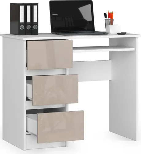 Kompakter Schreibtisch 90 cm mit 3 Schubladen und Tastaturauszug